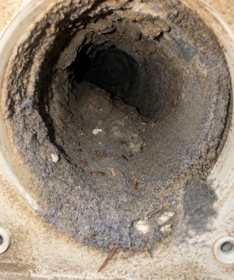 Dryer vent cleaning in Darien CT — before