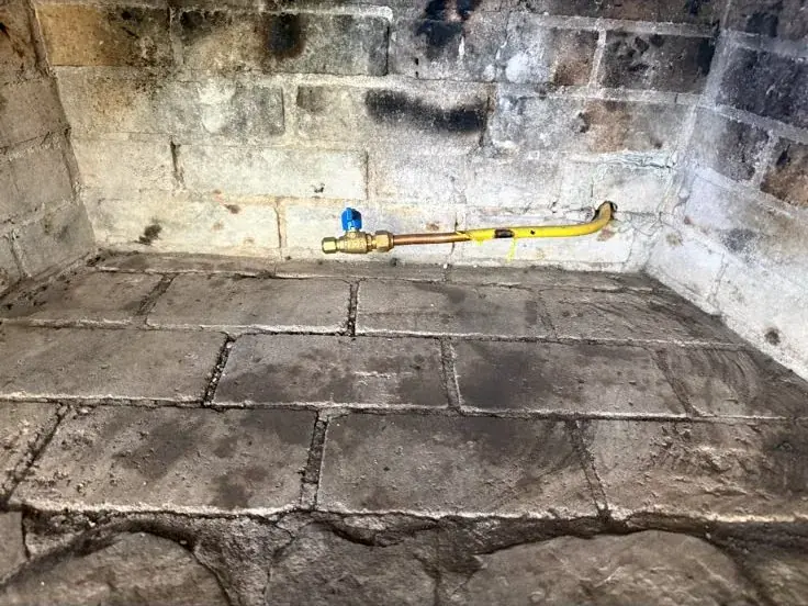 Gas fireplace tune-up in Greenwich, before