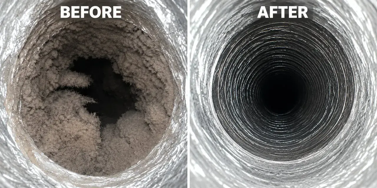 Air duct cleaning in New Canaan, before and after